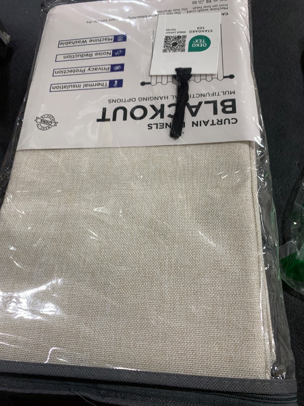 Photo 1 of 100% Blackout Shield Linen Blackout Curtains for Bedroom 108 Inches Long, Back Tab/Rod Pocket Living Room Drapes, Thermal Insulated Blackout Curtains 2 Panels Set, 50" W x 108" L,Cream
