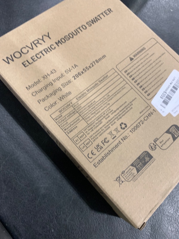 Photo 1 of WOCVRYY Electric Fly Swatter Foldable Bug Zapper Racket with 4000V 1800mAh Rechargeable Battery 5-Layer Safety Mesh Dual Modes with Mosquito Light Suitable for Indoor or Outdoor Use (White)