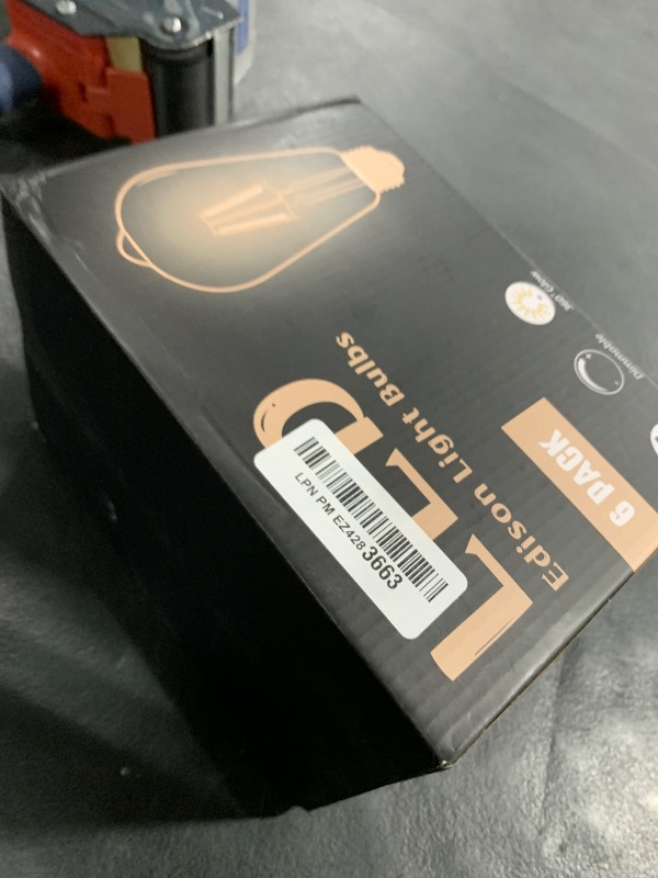 Photo 1 of LED Dimmable Edison Light Bulbs 4W, 2200K-2400K Warm White (Amber Glass) ST64, E26 Base Pack of 6