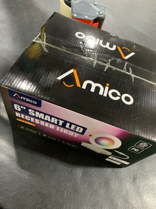 Photo 1 of Amico 6 Pack 4 Inch Smart LED Recessed Lighting, WiFi Bluetooth Canless Downlight with Junction Box, RGB & 2700-6500K Color Changing, 10W=70W 800LM, Voice&Remote&Group Control