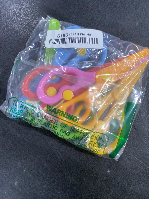 Photo 1 of LOVESTOWN Kids Safety Scissors, 8 PCS Blunt Tip Scissor Skills Preschool Training for Kids & Children, Anti-Pinch Design, Child Hand-Eye Coordination Development, Playdough Tools Cutting Activity