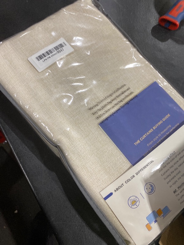 Photo 1 of 100% Blackout Shield Linen Blackout Curtains for Bedroom 84 Inches Long, Back Tab/Rod Pocket Living Room Drapes, Thermal Insulated Blackout Curtains 2 Panels Set, 50" W x 84" L, Cream