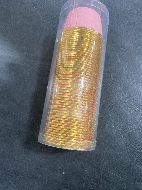 Photo 1 of Party Hippo Foil Muffin Liners, 3.5 Oz 50 Pcs Disposable Cupcake Baking Cups, Gold Aluminum Ramekin Holders, Little Baking Cups (Pink)