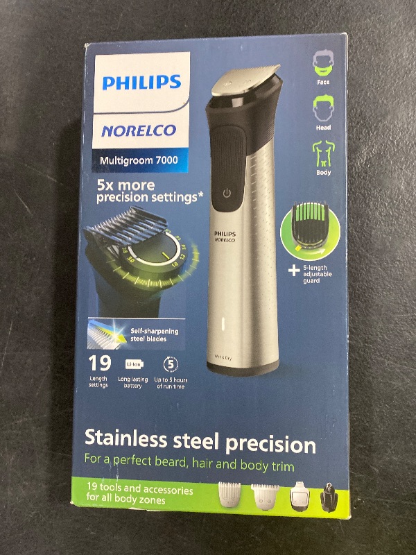 Photo 1 of Philips Norelco Multigroom 7000 Series, All-in-One Trimmer, Beard Trimmer and Hair Clipper, 23-Piece Men's Grooming Kit for Beard, Face, Nose, Ear, Body, with Titanium Blades, Travel Pouch, MG7970/49
