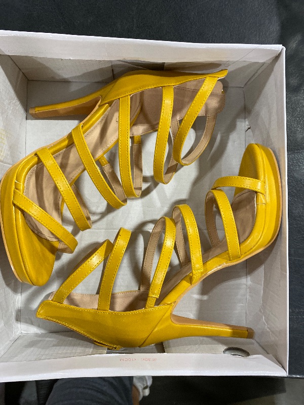 Photo 1 of Allegra K Women's Platform Gladiator Strappy Indianapolis Stiletto Yellow Heel Sandals 7.5 M US