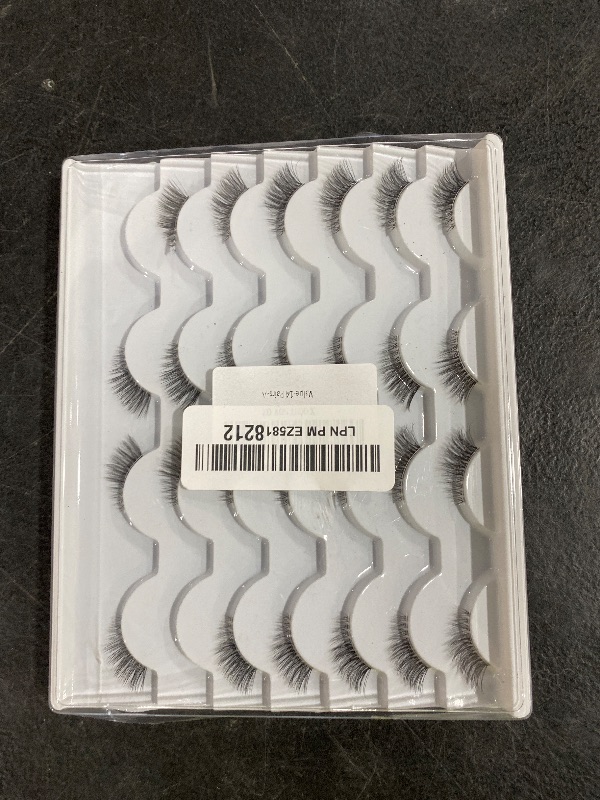 Photo 1 of Half False Eyelashes with Clear Band Wispy Cat Eye Look Natural Short Small 3/4 Accent Lashes Faux Mink Fake Eyelash Strips 14 Pairs Pack