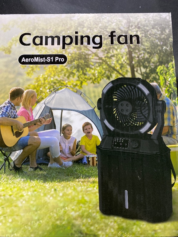 Photo 1 of Misting Fan Portable 42800mAh Rechargeable Camping Fan with Remote Control, 3 LED Light & Stepless Speed Control & Cooling Spray with 6L Bucket, Timer Function, Portable Handle, Rotating Hanging Hook