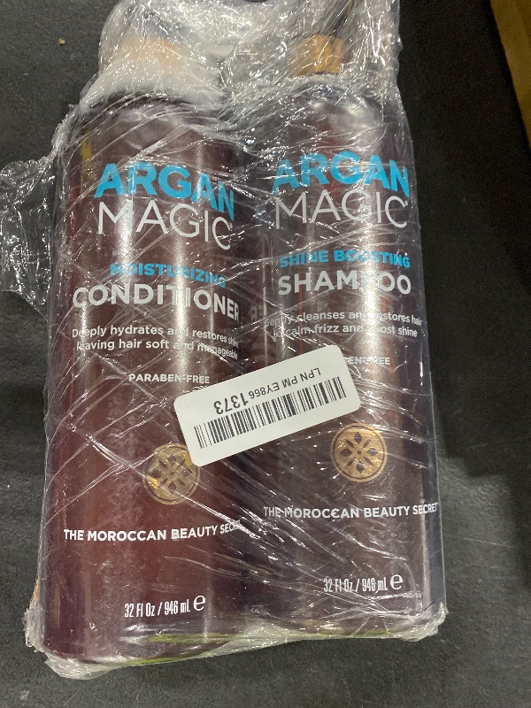 Photo 1 of Argan Magic Shine Boosting Shampoo & Moisturizing Conditioner Duo - Gently Cleanses, Boosts Shine, Controls Frizz, Restores Moisture, Detangles | Made in USA, Paraben Free, Cruelty Free (32 oz)