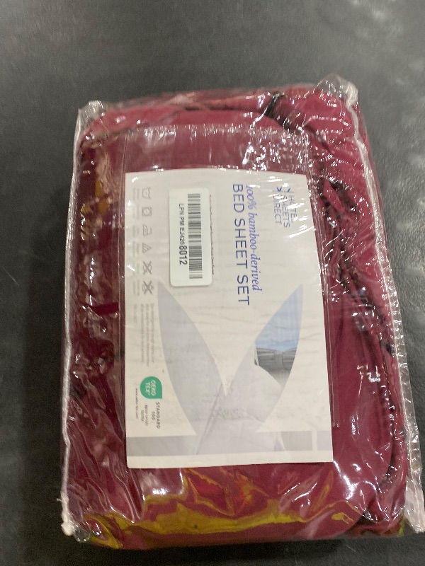 Photo 1 of Hotel Sheets Direct 4 Piece Bed Sheet Set Queen Size, 100% Viscose Derived from Bamboo Sheets Set with 2 Pillowcases, Cooling & Breathable Luxury Bedding, Moisture-Wicking & Silky Soft, Burgundy