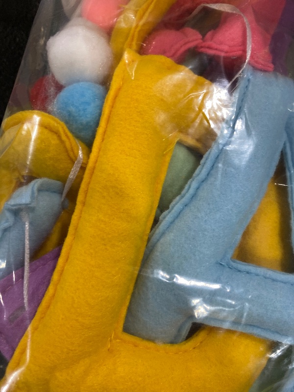 Photo 1 of Mindsoft Felt Happy Birthday Garland Rainbow Banner Reusable Happy Birthday Sign Party Supply for Party Decor(Bright Color)