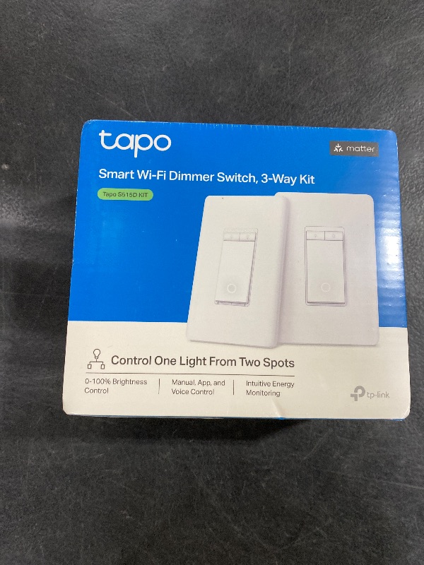 Photo 1 of TP-Link Tapo Smart 3 Way Dimmer Switch KIT, Matter Compatible, Energy Monitoring, Neutral Wire Required, Works with Alexa, Siri, Google Home, SmartThings, UL Certified, 2.4GHZ Wi-Fi, Tapo S515D KIT