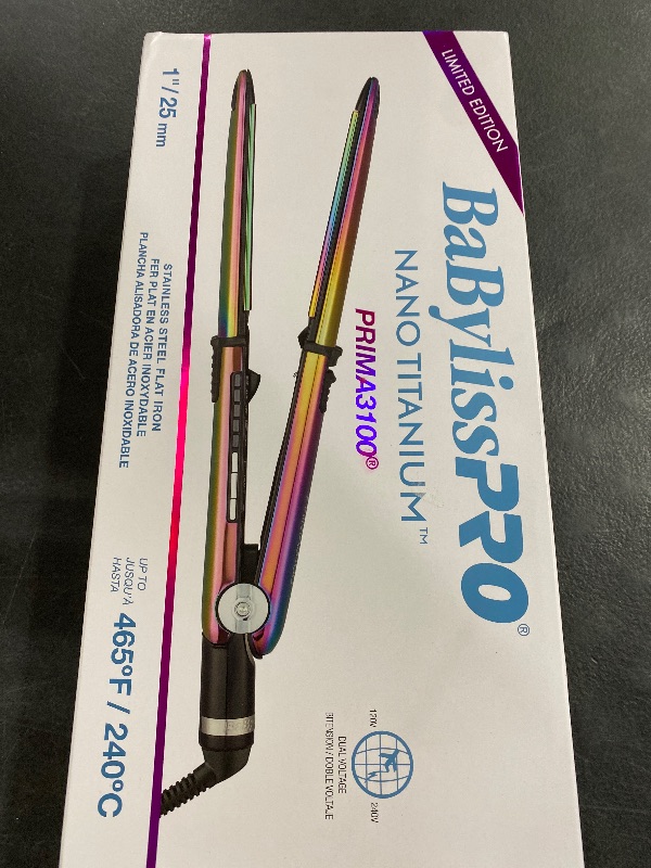 Photo 1 of BaBylissPRO Nano Titanium Flat Iron Hair Straightener, 1" Prima Iconic Hair Straightener Iron & Curling Iron for Professional Salon Results and All Hair Types