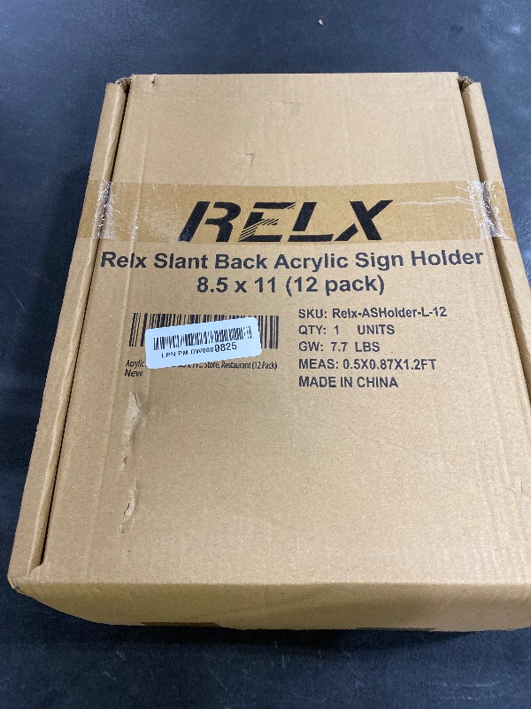 Photo 1 of Relx Acrylic Sign Holder 8.5 x 11, Slant Back Acrylic Display Stand, Clear Frames Plastic Sign Holder for Store, Restaurant (12 Pack)