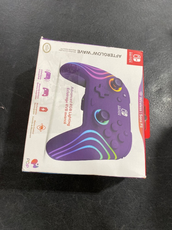 Photo 1 of PDP Afterglow Wave Wireless RGB Gaming Controller - Nintendo Switch/Switch Lite/Switch - OLED Model, Nintendo Switch 2, LED Lighting, Rechargeable Battery - Purple