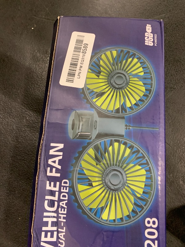 Photo 1 of Hayousui USB Car Cooling Fans for Backseat: Dual Head Car Fan for Kids 3 Speeds 360° Rotatable Vehicle Rear Headrest Fans 5V Powerful Electric Air Circulation Fan for Sedan SUV RV Truck (USB Plug)