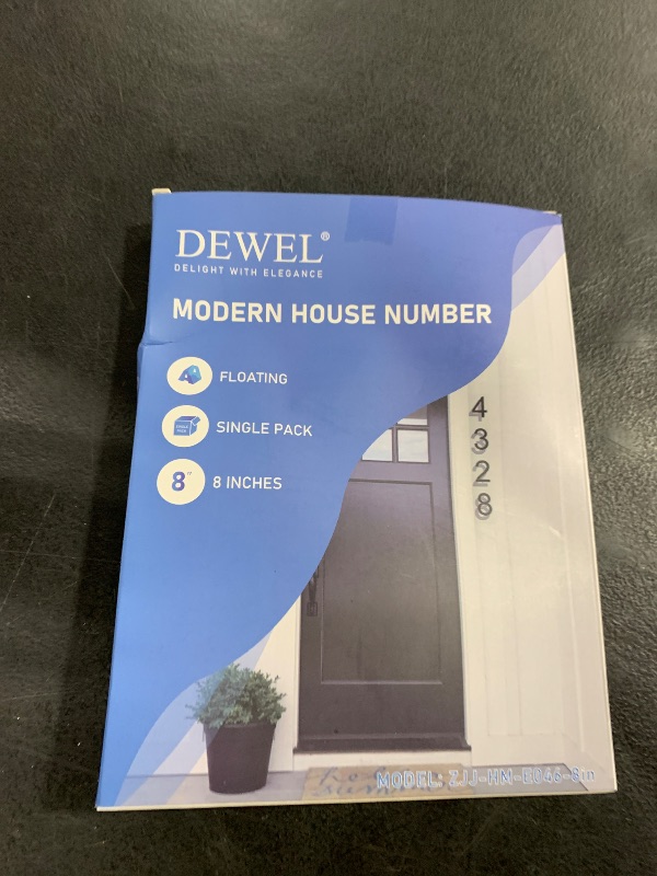 Photo 1 of Modern House Numbers for Outside - DEWEL Floating Large 8 Inch Brass Address Numbers for House, Door, Farmhouse, Street - Both Floating & Flush Styles - House Number 4