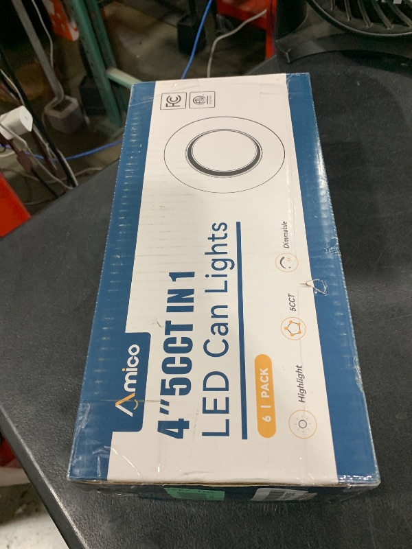 Photo 1 of Amico 4 Inch 5CCT LED Recessed Lighting 6 Pack, Dimmable, IC Rated, 8.5W=60W, 650LM Can Lights with Baffle Trim, 2700K/3000K/4000K/5000K/6000K Selectable, Retrofit Installation, ETL & FCC