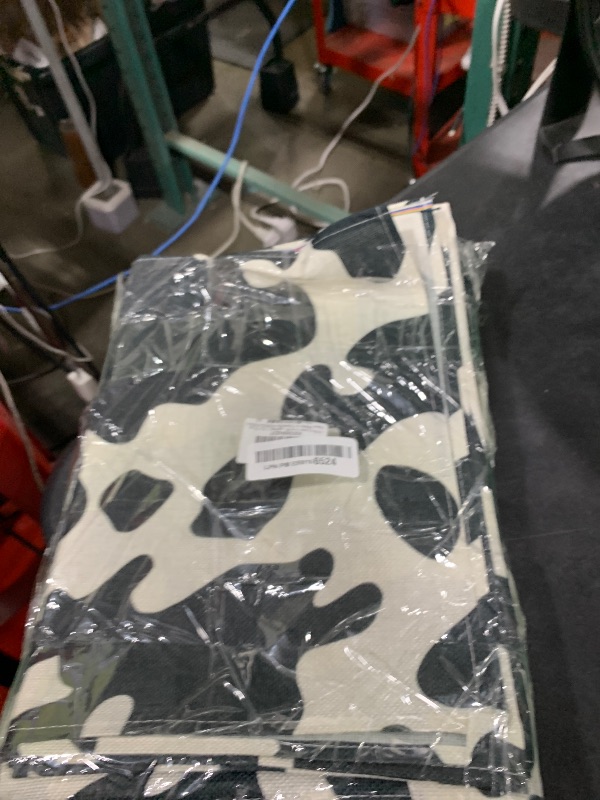 Photo 1 of 10 Pcs Linen Cow Print Table Runner Black and White Farm Cow Print Tablecloth Western Barnyard Cowboy Themed Table Cloths for Birthday Party Decorations Home Kitchen Table Supplies ( 13 x 72 in)