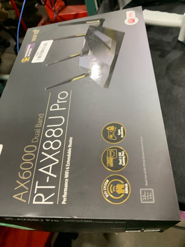 Photo 1 of ASUS RT-AX88U PRO AX6000 Dual Band WiFi 6 Router, WPA3, Parental Control, Adaptive QoS, Port Forwarding, WAN aggregation, lifetime internet security and AiMesh support, Dual 2.5G Port