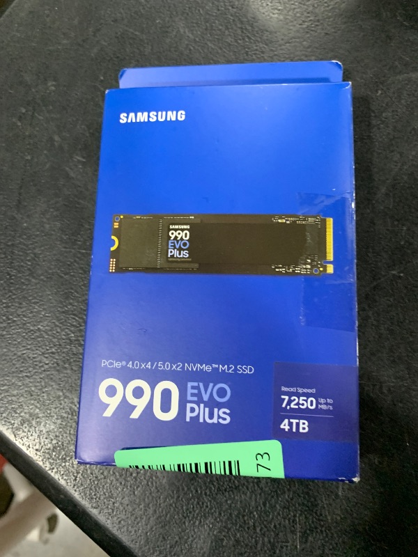 Photo 1 of Samsung 990 EVO Plus SSD 4TB, PCIe Gen 4x4 | Gen 5x2 M.2, Speeds Up-to 7,250 MB/s, Upgrade Storage for PC/Laptops, HMB Technology and Intelligent Turbowrite 2.0, (MZ-V9S4T0B/AM)