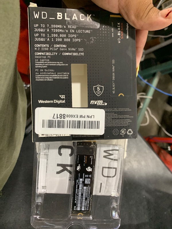 Photo 1 of WD_BLACK 8TB SN850X NVMe Internal Gaming SSD Solid State Drive - Gen4 PCIe, M.2 2280, Up to 7,200 MB/s - WDS800T2X0E