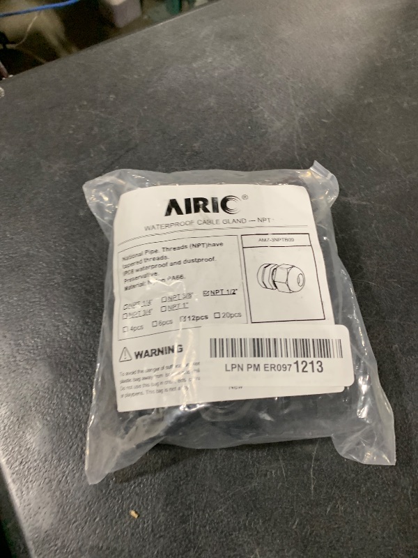 Photo 1 of AIRIC 12 Pcs 1/2" NPT Cable Glands Nylon PA66, IP68 Waterproof Adjustable Power Strain Relief Cord Grips, Junction Box Wire Gland Grip Connectors with Gaskets and Locknut, Black