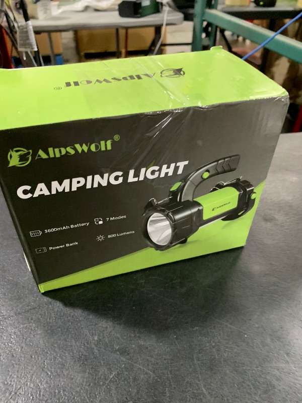 Photo 1 of Camping Lantern Rechargeable, AlpsWolf LED Flashlight Spotlight Lantern with 800LM, 3600 Capacity Powered, Portable Bright Camping Light for Emergency, Outdoor Hiking, Power Outages