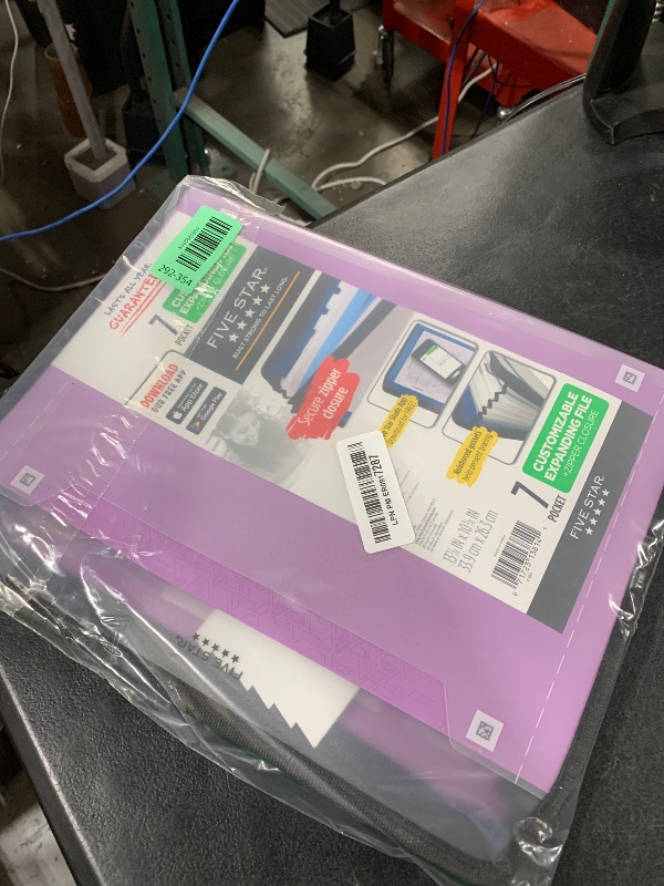Photo 1 of Five Star Expanding File Organizer + Study App, 7-Pocket Accordian File Organizer, Zipper Closure, Holds 8-1/2" x 11" Paper, Amethyst Purple (350099G-ECM)