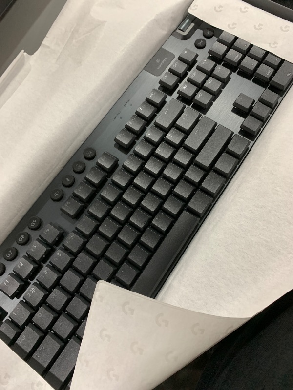 Photo 1 of Logitech G915 X Lightspeed Wireless Mechanical Gaming Keyboard, Double-Shot PBT Keycaps, Fully Programmable Keys, RGB Backlit Mac/PC Gaming Keyboards, Aluminum Finish, GL Clicky Switches, Black