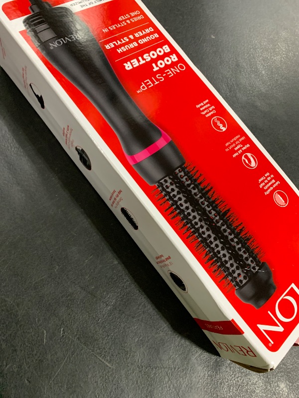 Photo 1 of REVLON One-Step Hair Dryer and Styler - Root Booster Round Brush for Styling, Dryer Brush for Fast and Easy Salon-Quality Blowout, More Shine and Less Frizz (1-1/2 in)