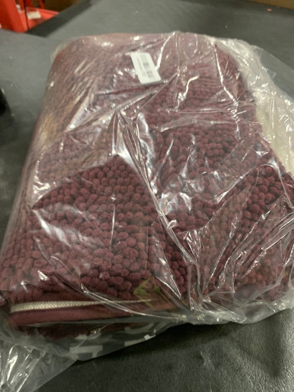 Photo 1 of MAYSHINE Plush Shaggy Chenille Bath Mat | Extra Soft, Super Absorbent, Non-Slip Bathroom Rug | Fluffy Microfiber, Area Rug Sets for Bathroom Floor, Kitchen, Living Room | 59"x31" | Burgundy