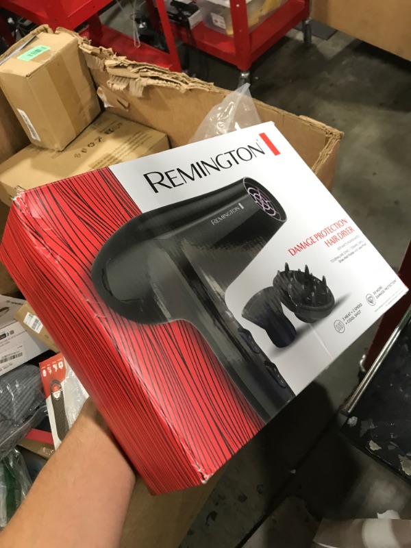 Photo 1 of Remington Damage Protection Hair Dryer with Ceramic Ionic Tourmaline Technology, Black, Diffuser and Concentrator, 3 Piece Set