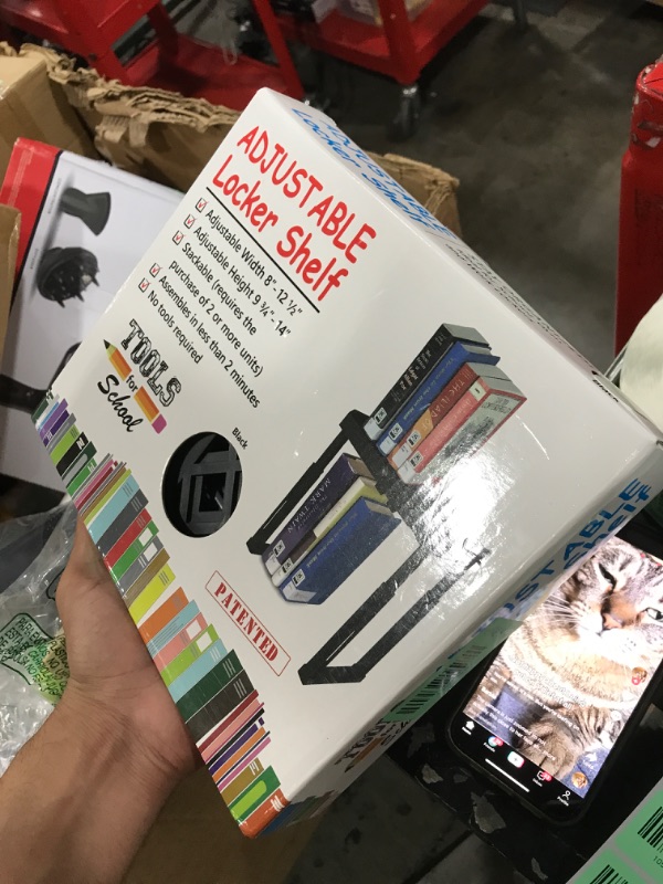 Photo 1 of Tools for School Adjustable Locker Shelf - Strong ABS Plastic - Width Adjusts from 8"-12.5" & Height Adjusts from 9 3/4"-14" - Patented Design - Beware of Cheap IMITATIONS - (Black)