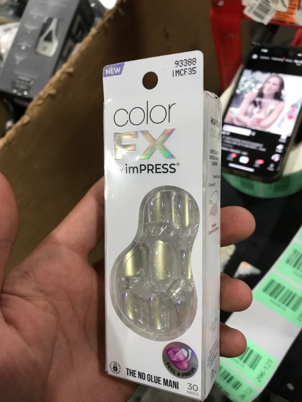 Photo 1 of KISS colorFX by imPRESS Press On Nails , ‘Sour Love’, Solid White with Pearlescent Finish, Short Oval, IMPROVED adhesive, Includes 30 Fake Nails, Prep Pad, 1 Manicure Stick, 1 Mini Nail File