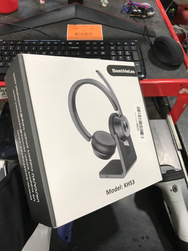 Photo 1 of (Upgraded Version) Wireless Headset, Bluetooth Headset with Noise Cancelling Microphone, Best Headphones with Mic Mute & USB Dongle for PC/Computer/Laptop/Cell Phones/Remote Work/Call Center