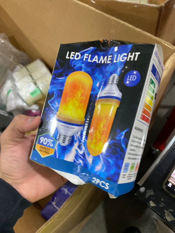 Photo 1 of Halloween Decorations Upgraded LED Flame Light Bulbs, 4 Modes Fire Flame Bulb, E26 Base Flickering Light Bulbs, Christmas Decorations Outdoor Indoor Patio Home Decor (Yellow, 2 Pack)