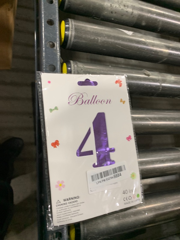Photo 1 of 40 inch Purple Number 4 Balloon, Big Size Digit Foil Mylar Helium Balloons for Birthday Party Wedding Anniversary Bachelorette Celebration Baby Shower Decoration Supplies