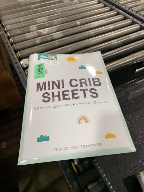 Photo 1 of Biloban Mini Crib Sheets Fitted, 2 Pack Mini Crib Sheet Fits for Mini Crib Mattress, Neutral Mini Crib Sheets for Baby Boys and Girl, Grey, 38”X 24”