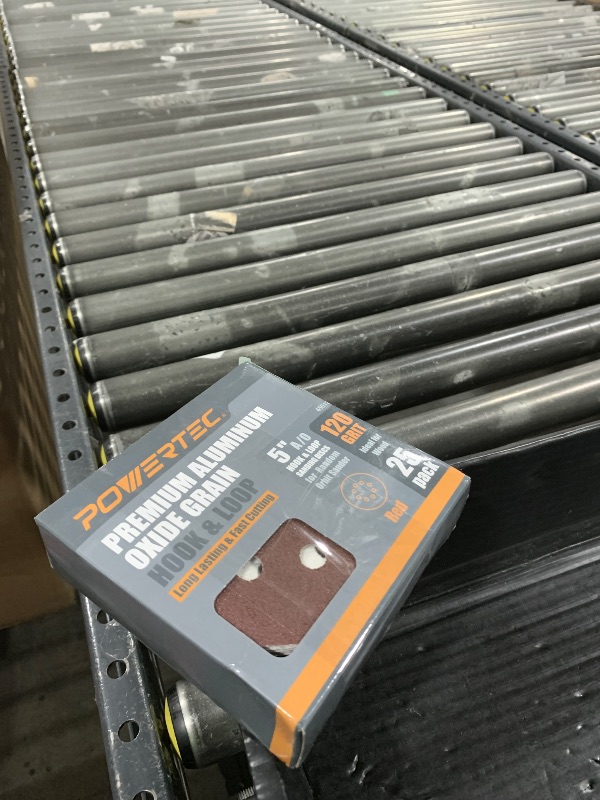 Photo 1 of POWERTEC 25PK, 120 Grits, Sanding Discs 5 Inch - Hook and Loop, 5 Inch 8 Hole Aluminum Oxide Sandpaper Discs, Woodworking Sanding Pads for Random Orbital, Palm, Air, DA & Pneumatic Sander (45012)