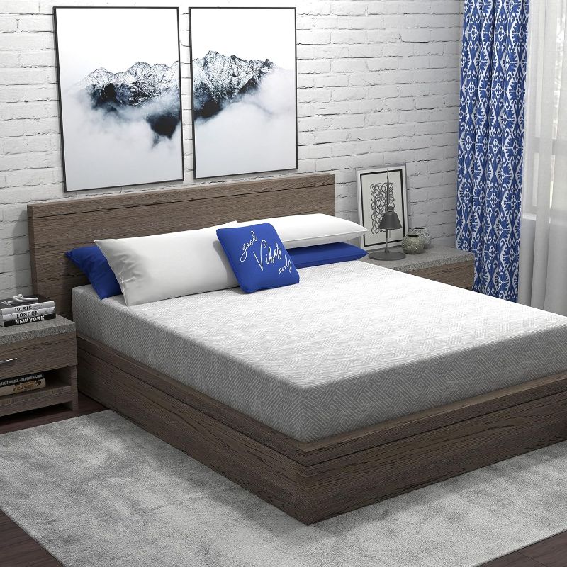 Photo 1 of Vibe Heather Grey Gel Memory Foam Mattress, CertiPUR-US and Oeko-TEX Certifed Bed-in-a-Box in Ultra Small Package, 10-Inch, Queen
