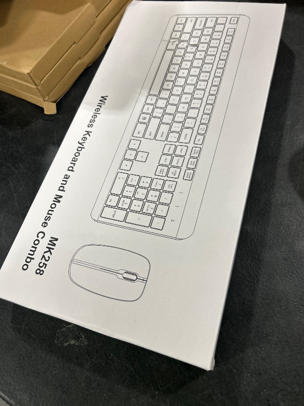 Photo 1 of Wireless Keyboard and Mouse Combo, Full Size Silent Ergonomic Keyboard and Mouse, Long Battery Life, Optical Mouse, 2.4G Lag-Free Cordless Mice Keyboard for Computer, Mac, Laptop, PC, Windows