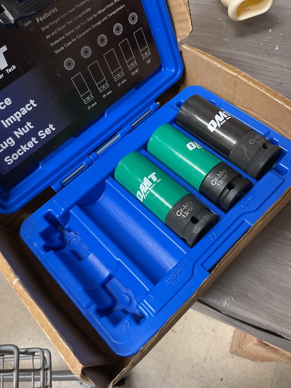 Photo 1 of Orion Motor Tech 1/2" Drive Lug Nut Socket Set, Metric 17 19 21 mm & SAE 13/16 7/8 in. Wheel Socket Set, 5pc Impact Lug Nut Socket Set, Thin Wall Lug Nut Sockets with Colored Protective Covers