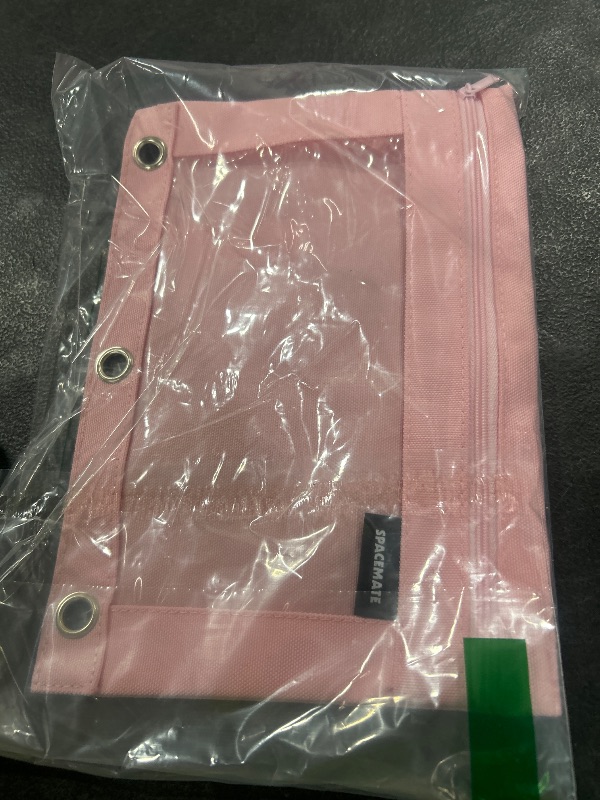 Photo 1 of SPACEMATE 2 Pack Binder Pencil Pouch Case Box Bag for 3 Ring Binder School Supplies Girls Boys Kids, Clear Preppy Stuff Large Aesthetic Pen Organizer, Back to College Stationary, Light Pink