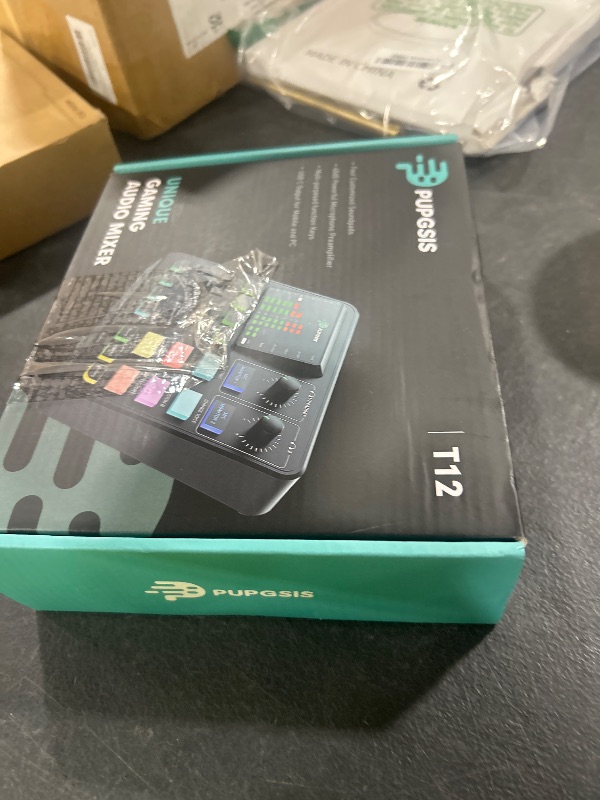 Photo 1 of PUPGSIS Gaming Audio Mixer, Audio Interface for PC/Podcast/Streaming, Sound Board with 3.5mm/XLR Mic Input, 48V Phantom Power, Voice Changer, Live Sound Card with DJ Mixer Effects/Bluetooth/4 Channel