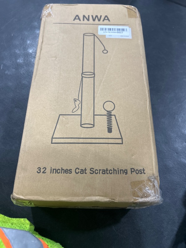 Photo 1 of ANWA 32" Tall Cat Scratching Posts for Indoor Cats, 3-in-1 Vertical Cat Scratching Post with Plush Toys, Premium Sisal Post for Cats at All Ages with Reinforced Stable Base, Beige