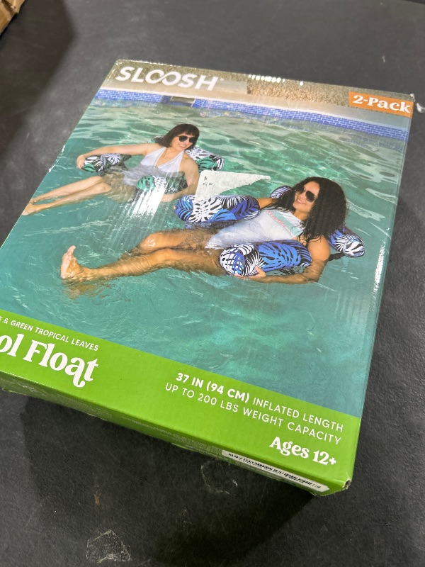Photo 1 of Sloosh Pool Floats Adult, 2 Packs Inflatable Pool Lounge Chairs,Blow up Hammock Pool Noodles Floats for Adults,Floating Water Chair for Pool Party Lake River Water Fun(Tropical Leaves-Green,Blue)