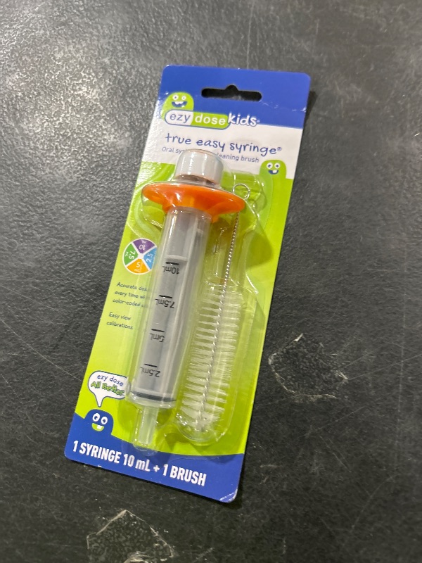 Photo 1 of EZY DOSE Kids Baby Oral Syringe & Dispenser with Cleaning Brush, True Easy Design for Liquid Medicine, Easy to Administer, Accurate Dosing, 10 mL/2 TSP Color Coded, BPA Free