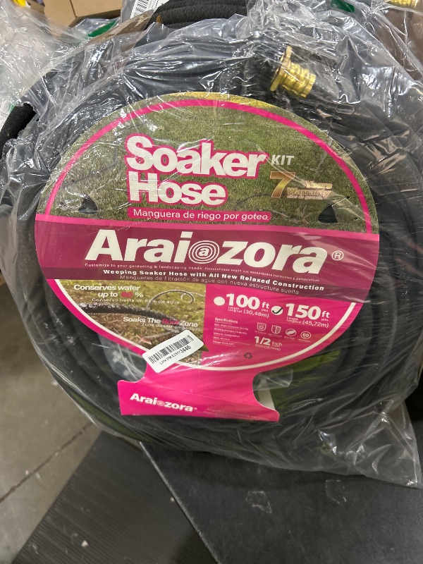 Photo 1 of Soaker Hose 150 FT For Garden Beds,Heavy Duty Solid Brass Connector 1/2“ Ruber Drip Irrigation Kit with Hose Stakes&Connector Set for Flower Bed&Yard,Landscaping