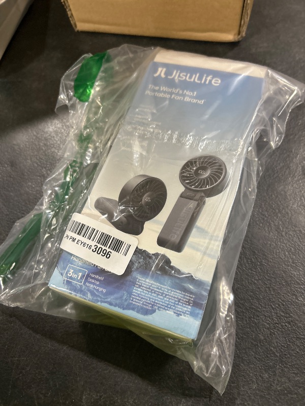 Photo 1 of JISULIFE Handheld Fan Life7 – Ultimate Flexibility: High-Power Motor, LED Display, 19.5 Hrs Cooling, 5000mAh Rechargeable, 5-Speed, Foldable Design, 3-IN-1 Portable Fan for Travel Cruise Beach(Black)