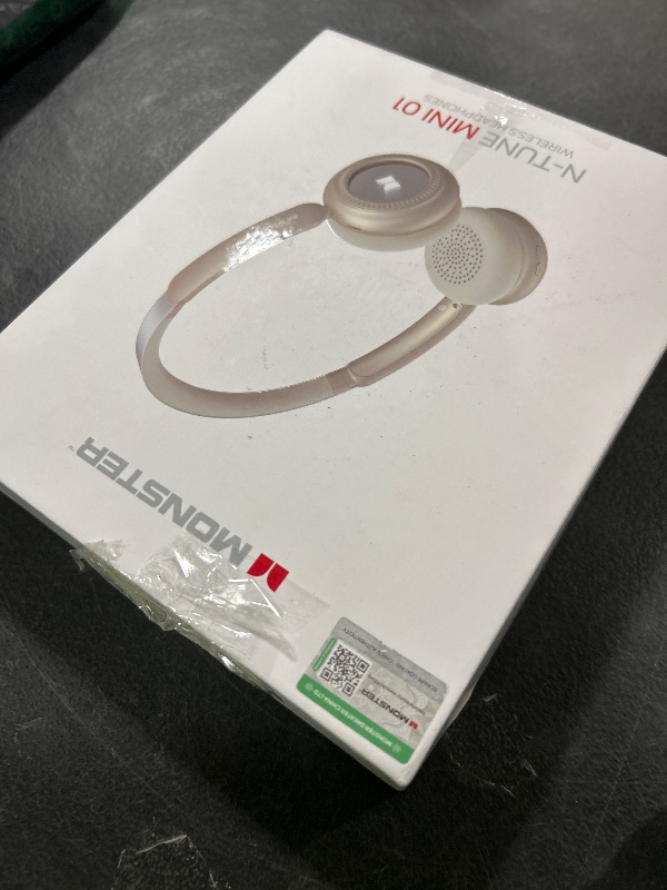 Photo 1 of Monster N-Tune MINI 01 Wireless On-Ear Headphones - Bluetooth 6.0 Wireless Headset with Speed Charge, Clear Audio, 50H Playtime, Comfortable & Lightweight Design, Hands-Free Calls (White)